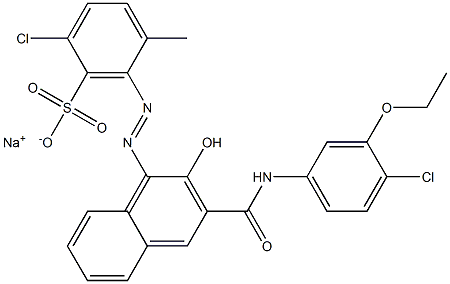 2-Chloro-5-methyl-6-[[3-[[(4-chloro-3-ethoxyphenyl)amino]carbonyl]-2-hydroxy-1-naphtyl]azo]benzenesulfonic acid sodium salt 结构式