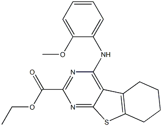 5,6,7,8-Tetrahydro-4-(2-methoxyphenylamino)[1]benzothieno[2,3-d]pyrimidine-2-carboxylic acid ethyl ester Structure