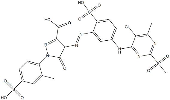 4-[[5-[[5-Chloro-6-methyl-2-(methylsulfonyl)-4-pyrimidinyl]amino]-2-sulfophenyl]azo]-4,5-dihydro-1-(2-methyl-4-sulfophenyl)-5-oxo-1H-pyrazole-3-carboxylic acid