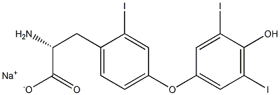 (R)-2-アミノ-3-[4-(4-ヒドロキシ-3,5-ジヨードフェノキシ)-2-ヨードフェニル]プロパン酸ナトリウム 化学構造式