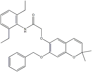 2,2-Dimethyl-7-(benzyloxy)-6-[[(2,6-diethylphenylamino)carbonyl]methoxy]-2H-1-benzopyran,,结构式