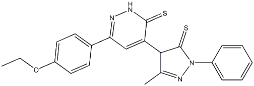 4-[(1-フェニル-3-メチル-5-チオキソ-4,5-ジヒドロ-1H-ピラゾール)-4-イル]-6-(4-エトキシフェニル)ピリダジン-3(2H)-チオン 化学構造式