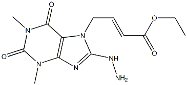 (E)-4-[[1,2,3,6-Tetrahydro-1,3-dimethyl-2,6-dioxo-8-hydrazino-7H-purin]-7-yl]-2-butenoic acid ethyl ester,,结构式