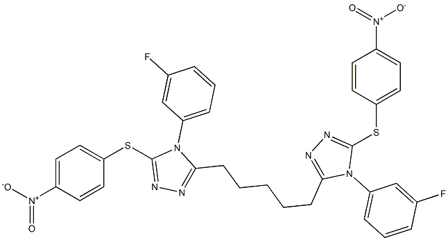 5,5'-(1,5-ペンタンジイル)ビス[4-(3-フルオロフェニル)-3-(4-ニトロフェニルチオ)-4H-1,2,4-トリアゾール] 化学構造式