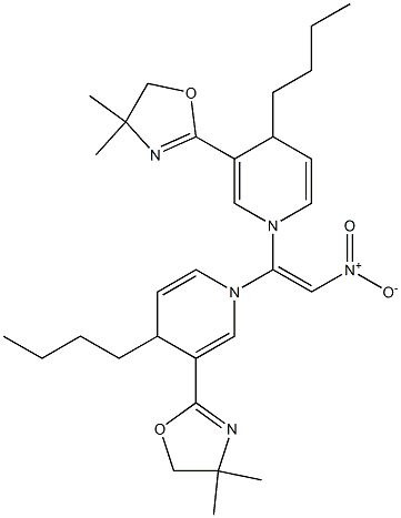 1,1'-(2-ニトロエテン-1,1-ジイル)ビス[4-ブチル-3-(4,4-ジメチル-2-オキサゾリン-2-イル)-1,4-ジヒドロピリジン] 化学構造式