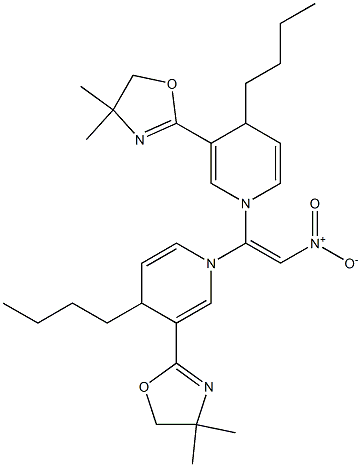 1,1'-(2-Nitroethene-1,1-diyl)bis[4-butyl-3-(4,4-dimethyl-2-oxazolin-2-yl)-1,4-dihydropyridine] 结构式