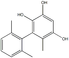 6-(2,6-ジメチルフェニル)-5-メチルベンゼン-1,2,4-トリオール 化学構造式