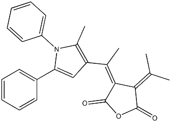 3,4-Dihydro-3-isopropylidene-4-[1-(2-methyl-1,5-diphenyl-1H-pyrrol-3-yl)ethylidene]furan-2,5-dione,,结构式