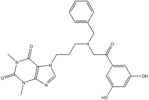7-[3-[[2-(3,5-ジヒドロキシフェニル)-2-オキソエチル](フェニルメチル)アミノ]プロピル]-3,7-ジヒドロ-1,3-ジメチル-1H-プリン-2,6-ジオン 化学構造式