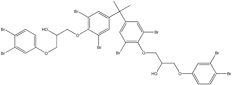 2,2-Bis[3,5-dibromo-4-[2-hydroxy-3-(3,4-dibromophenoxy)propyloxy]phenyl]propane,,结构式