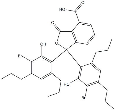1,1-ビス(5-ブロモ-6-ヒドロキシ-2,4-ジプロピルフェニル)-1,3-ジヒドロ-3-オキソイソベンゾフラン-4-カルボン酸 化学構造式