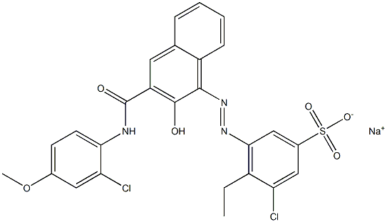 3-Chloro-4-ethyl-5-[[3-[[(2-chloro-4-methoxyphenyl)amino]carbonyl]-2-hydroxy-1-naphtyl]azo]benzenesulfonic acid sodium salt Structure