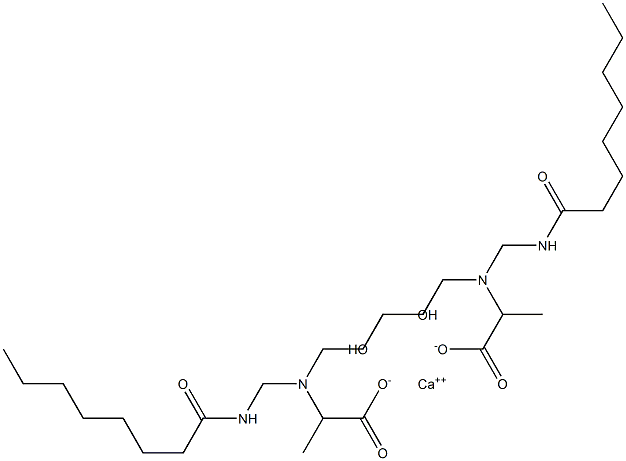 Bis[2-[N-(3-hydroxypropyl)-N-(octanoylaminomethyl)amino]propionic acid]calcium salt Struktur