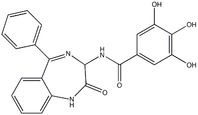 N-[(2,3-Dihydro-2-oxo-5-phenyl-1H-1,4-benzodiazepin)-3-yl]-3,4,5-trihydroxybenzamide,,结构式