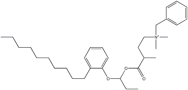 N,N-ジメチル-N-ベンジル-N-[3-[[1-(2-デシルフェニルオキシ)プロピル]オキシカルボニル]ブチル]アミニウム 化学構造式