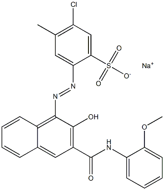 5-クロロ-2-[2-ヒドロキシ-3-(2-メトキシフェニルカルバモイル)-1-ナフチルアゾ]-4-メチル-1-ベンゼンスルホン酸ナトリウム 化学構造式