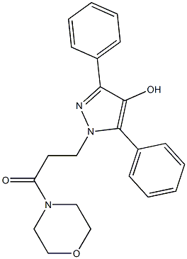 1-モルホリノ-3-(4-ヒドロキシ-3,5-ジフェニル-1H-ピラゾール-1-イル)-1-プロパノン 化学構造式