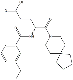 (R)-4-(3-Ethylbenzoylamino)-5-oxo-5-(8-azaspiro[4.5]decan-8-yl)valeric acid 结构式
