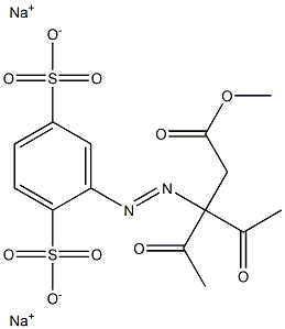 2-(1,1-Diacetyl-2-methoxycarbonylethylazo)-1,4-benzenedisulfonic acid disodium salt Struktur