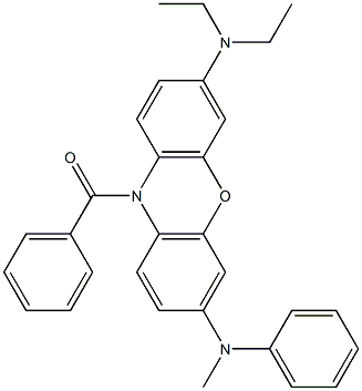 3-(Diethylamino)-7-(N-methylanilino)-10-benzoyl-10H-phenoxazine,,结构式