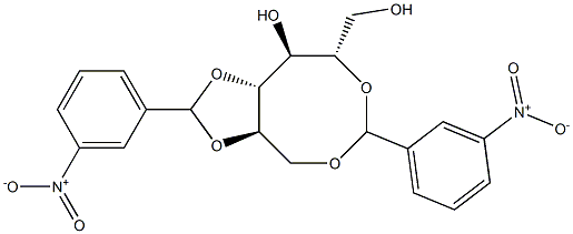 1-O,5-O:2-O,3-O-ビス(3-ニトロベンジリデン)-L-グルシトール 化学構造式