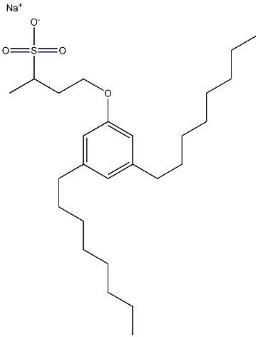 4-(3,5-ジオクチルフェノキシ)ブタン-2-スルホン酸ナトリウム 化学構造式