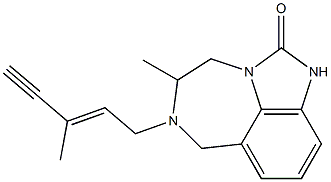 4,5,6,7-テトラヒドロ-5-メチル-6-(3-メチル-2-ペンテン-4-イニル)イミダゾ[4,5,1-jk][1,4]ベンゾジアゼピン-2(1H)-オン 化学構造式