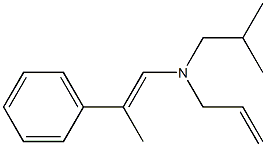 (E)-2-フェニル-N-イソブチル-N-(2-プロペニル)-1-プロペン-1-アミン 化学構造式