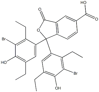 1,1-ビス(3-ブロモ-2,5-ジエチル-4-ヒドロキシフェニル)-1,3-ジヒドロ-3-オキソイソベンゾフラン-5-カルボン酸 化学構造式