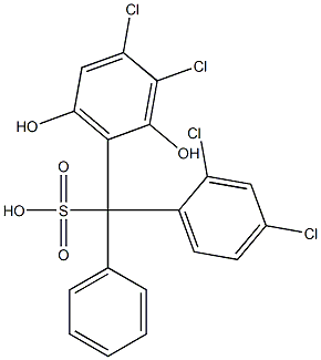 (2,4-Dichlorophenyl)(3,4-dichloro-2,6-dihydroxyphenyl)phenylmethanesulfonic acid Struktur