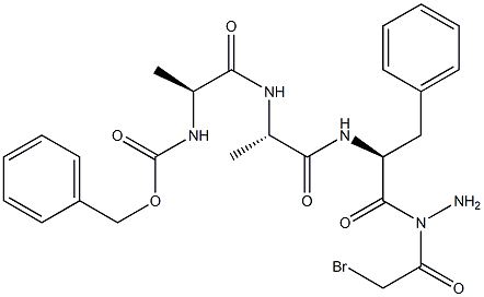 N'-Bromoacetyl-N-[N-[N-(benzyloxycarbonyl)-L-alanyl]-L-alanyl]-L-phenylalanine hydrazide Struktur