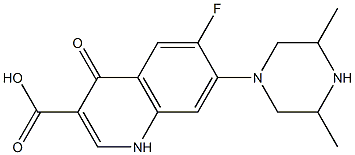 6-フルオロ-1,4-ジヒドロ-4-オキソ-7-(3,5-ジメチル-1-ピペラジニル)キノリン-3-カルボン酸 化学構造式