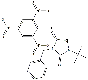 2-tert-Butyl-4-benzyl-5-(2,4,6-trinitrophenylimino)-4,5-dihydro-1,2,4-thiadiazol-3(2H)-one Structure