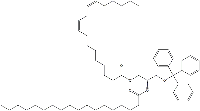 [S,(+)]-1-O-リノレオイル-2-O-ステアロイル-3-O-トリチル-L-グリセロール 化学構造式