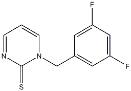 1,2-ジヒドロ-1-(3,5-ジフルオロベンジル)ピリミジン-2-チオン 化学構造式