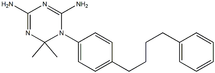 1-[4-(4-フェニルブチル)フェニル]-2,2-ジメチル-4,6-ジアミノ-1,2-ジヒドロ-1,3,5-トリアジン 化学構造式