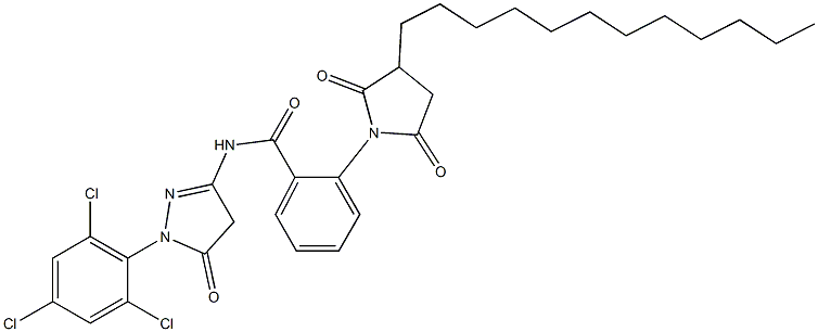 1-(2,4,6-Trichlorophenyl)-3-[2-(3-dodecyl-2,5-dioxopyrrolidin-1-yl)benzoylamino]-5(4H)-pyrazolone,,结构式