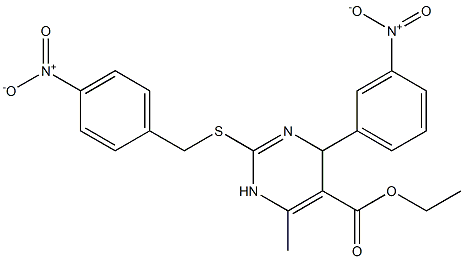 1,4-Dihydro-2-(4-nitrobenzylthio)-4-(3-nitrophenyl)-6-methylpyrimidine-5-carboxylic acid ethyl ester,,结构式