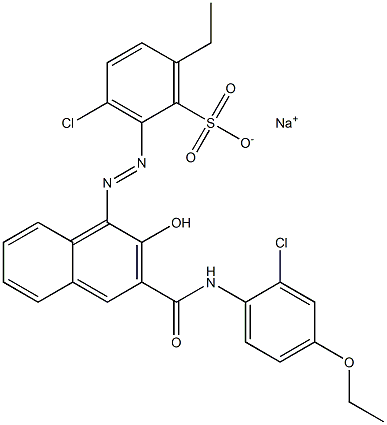 3-Chloro-6-ethyl-2-[[3-[[(2-chloro-4-ethoxyphenyl)amino]carbonyl]-2-hydroxy-1-naphtyl]azo]benzenesulfonic acid sodium salt,,结构式