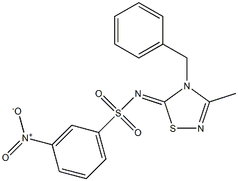 3-メチル-4-ベンジル-5-(3-ニトロフェニル)スルホニルイミノ-4,5-ジヒドロ-1,2,4-チアジアゾール 化学構造式