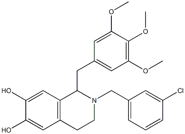 1,2,3,4-Tetrahydro-2-(3-chlorobenzyl)-1-(3,4,5-trimethoxybenzyl)isoquinoline-6,7-diol Struktur