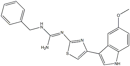 1-Benzyl-2-[4-(5-methoxy-1H-indole-3-yl)-2-thiazolyl]guanidine 结构式