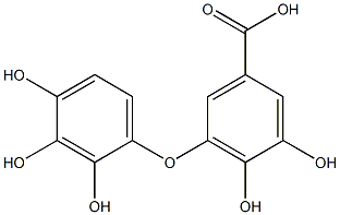 3,4-ジヒドロキシ-5-(2,3,4-トリヒドロキシフェノキシ)安息香酸 化学構造式