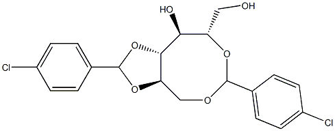 1-O,5-O:2-O,3-O-ビス(4-クロロベンジリデン)-L-グルシトール 化学構造式