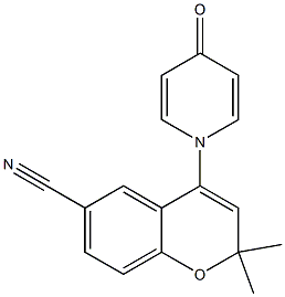 2,2-Dimethyl-4-[(4-oxo-1,4-dihydropyridin)-1-yl]-2H-1-benzopyran-6-carbonitrile,,结构式