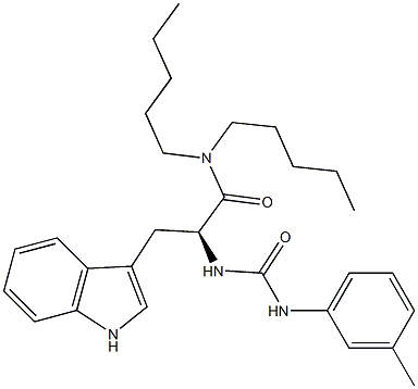 (S)-2-[3-(3-Methylphenyl)ureido]-3-(1H-indol-3-yl)-N,N-dipentylpropanamide Struktur
