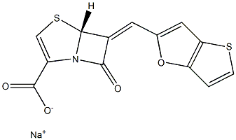 (5R)-7-Oxo-6-[(thieno[3,2-b]furan-2-yl)methylene]-4-thia-1-azabicyclo[3.2.0]hept-2-ene-2-carboxylic acid sodium salt Structure