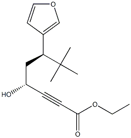 (4R,6R)-7,7-Dimethyl-4-hydroxy-6-(3-furyl)-2-octynoic acid ethyl ester Struktur