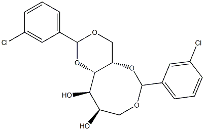 1-O,3-O:2-O,6-O-ビス(3-クロロベンジリデン)-D-グルシトール 化学構造式