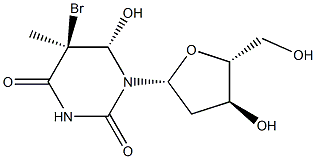(5S,6S)-5,6-ジヒドロ-5-ブロモ-6-ヒドロキシチミジン 化学構造式